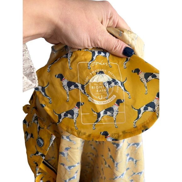 Joules Golightly Printed Waterproof Packaway Dog Print Rain Jacket size 10 - Picture 7 of 7